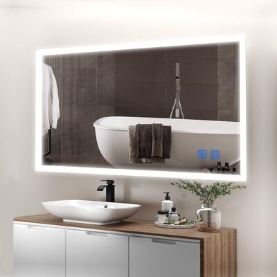 Windley Modern & Contemporary Frameless Lighted Magnifying Bathroom/Vanity Mirror - Image 0