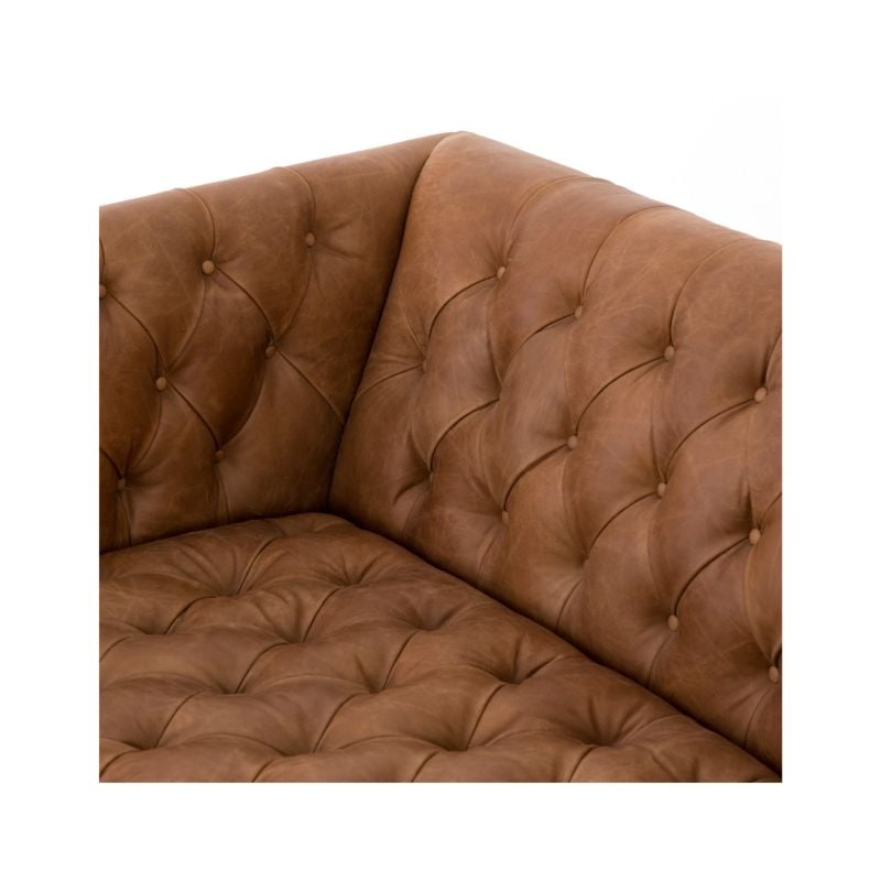 Rollins Natural Washed Camel Leather Button Tufted Sofa - Image 10