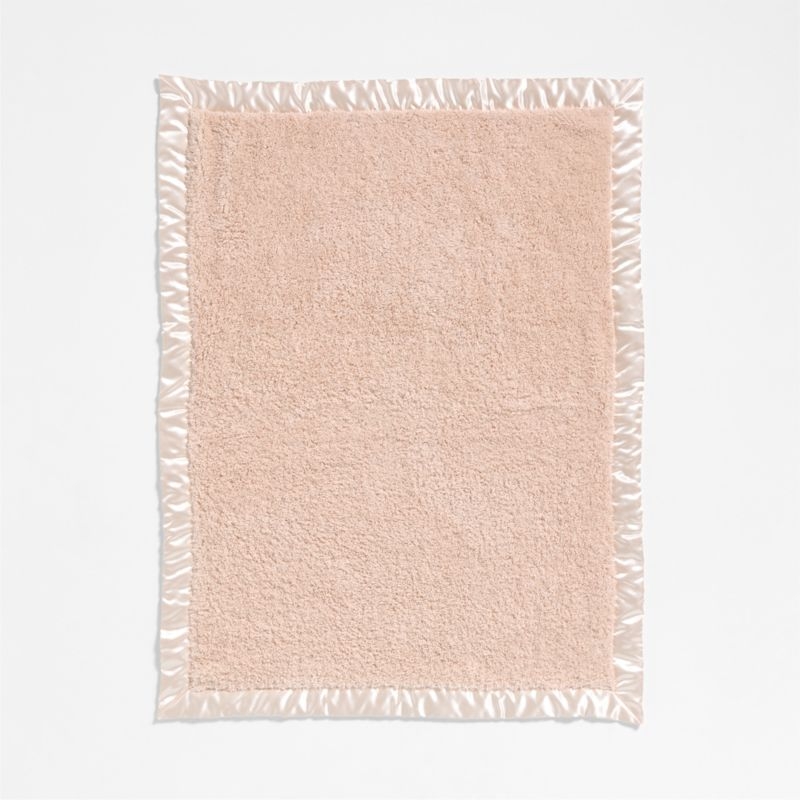 Satin Trim Luminous Pink Plush Baby Stroller Blanket - Image 2