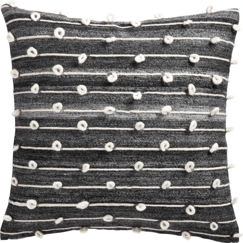 20" Margaux Dark Grey French Knot Pillow with Feather- Down Insert - Image 2