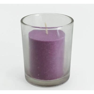 18 Purple Colored Unscented Wax Votive Candles In Glass Holder, 24 Hours Burn Time - Image 0