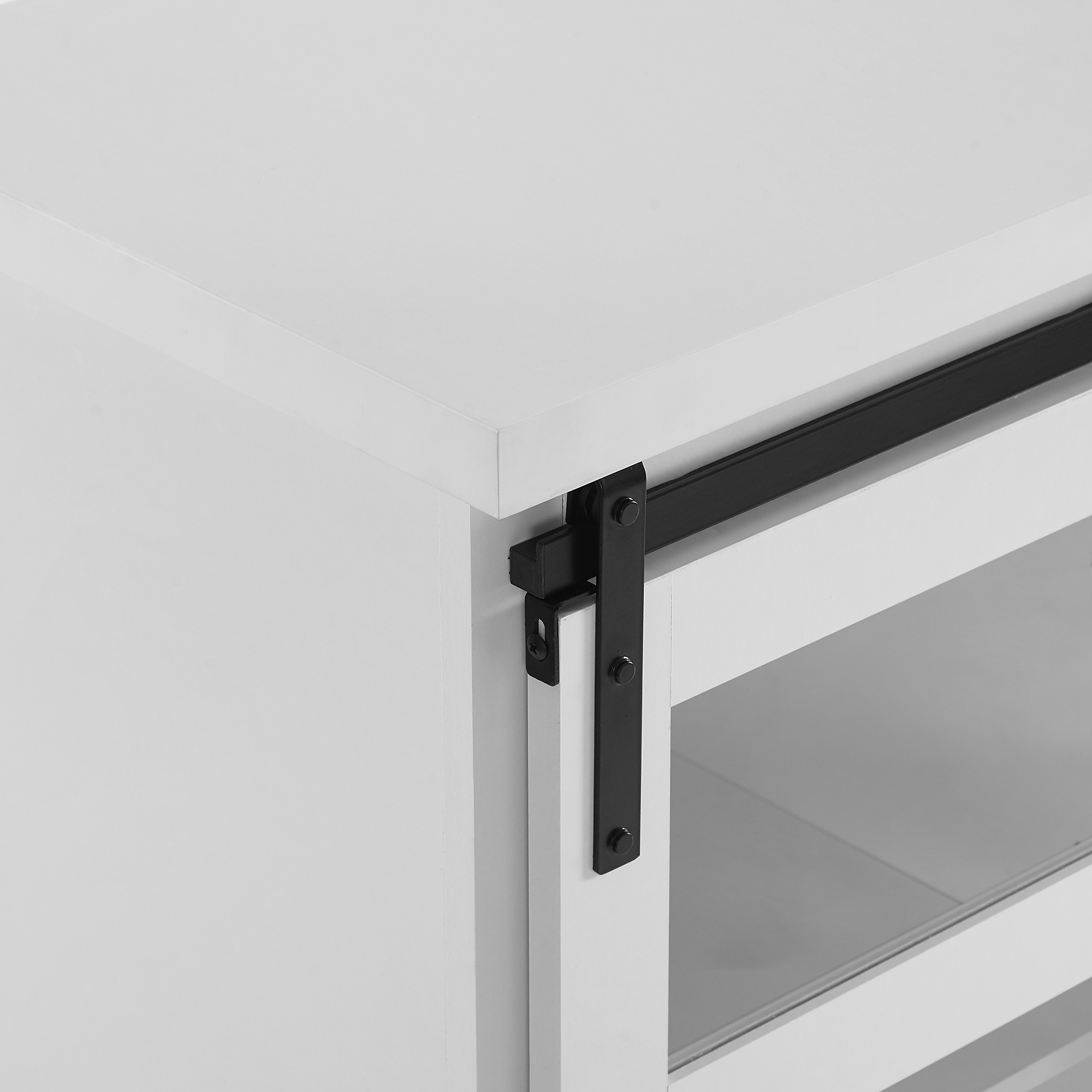 Alba 32" Sliding Glass Door Modern Accent Cabinet - Solid White - Image 5