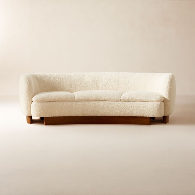 Muir 90" White Boucle Curved Sofa - Image 1