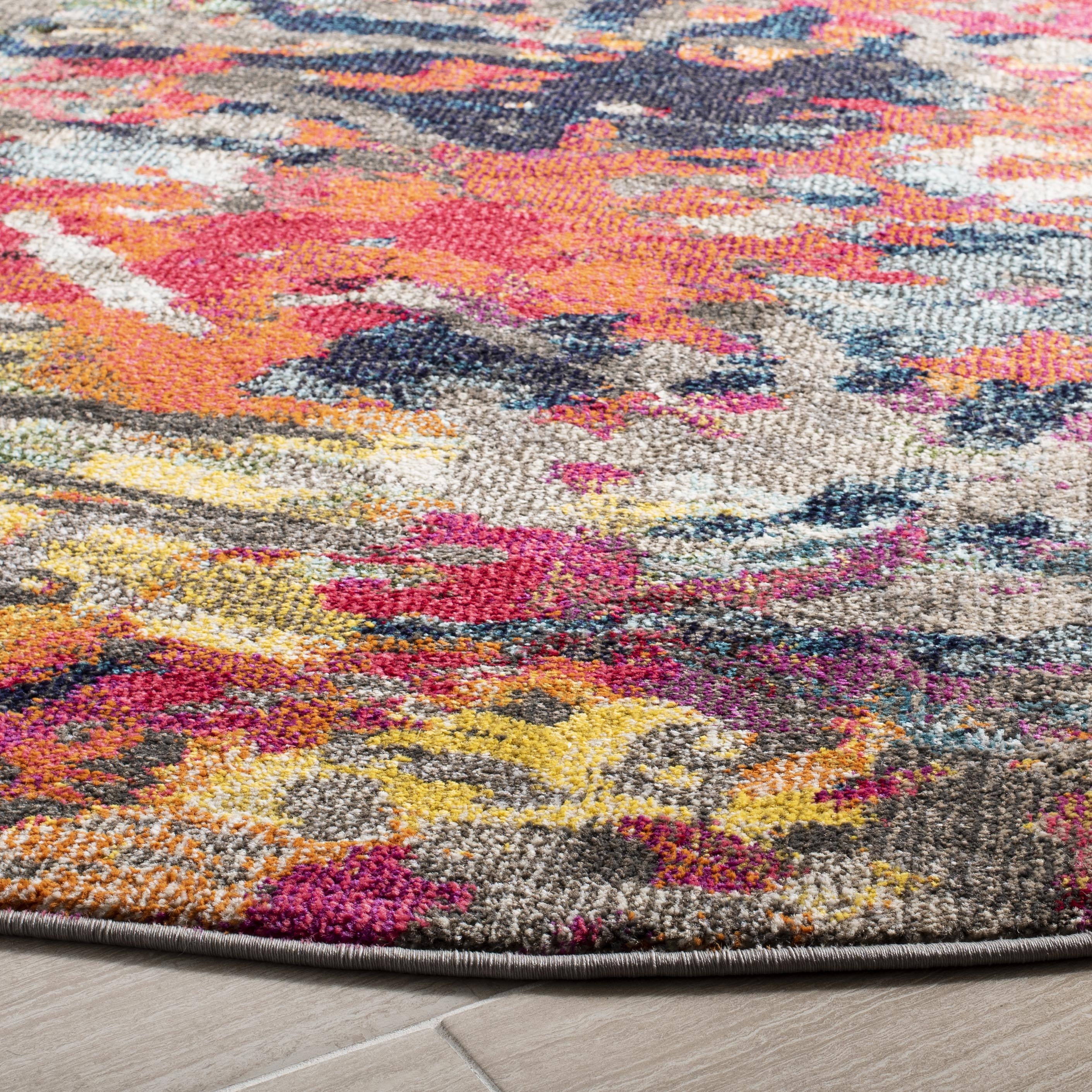 Arlo Home Woven Area Rug, MNC258M, Blue/Orange,  6' 7" X 6' 7" Round - Image 2