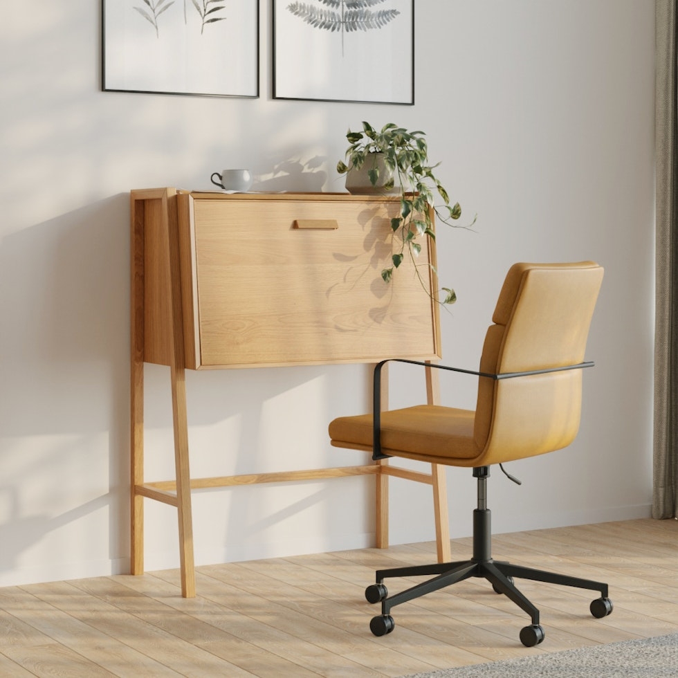 Fantol 35.5" Cabinet Desk - Natural Oak - Image 0
