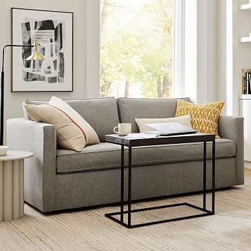 Harris 96" Multi-Seat Sofa, Petite Depth, Yarn Dyed Linen Weave, Frost Gray - Image 2