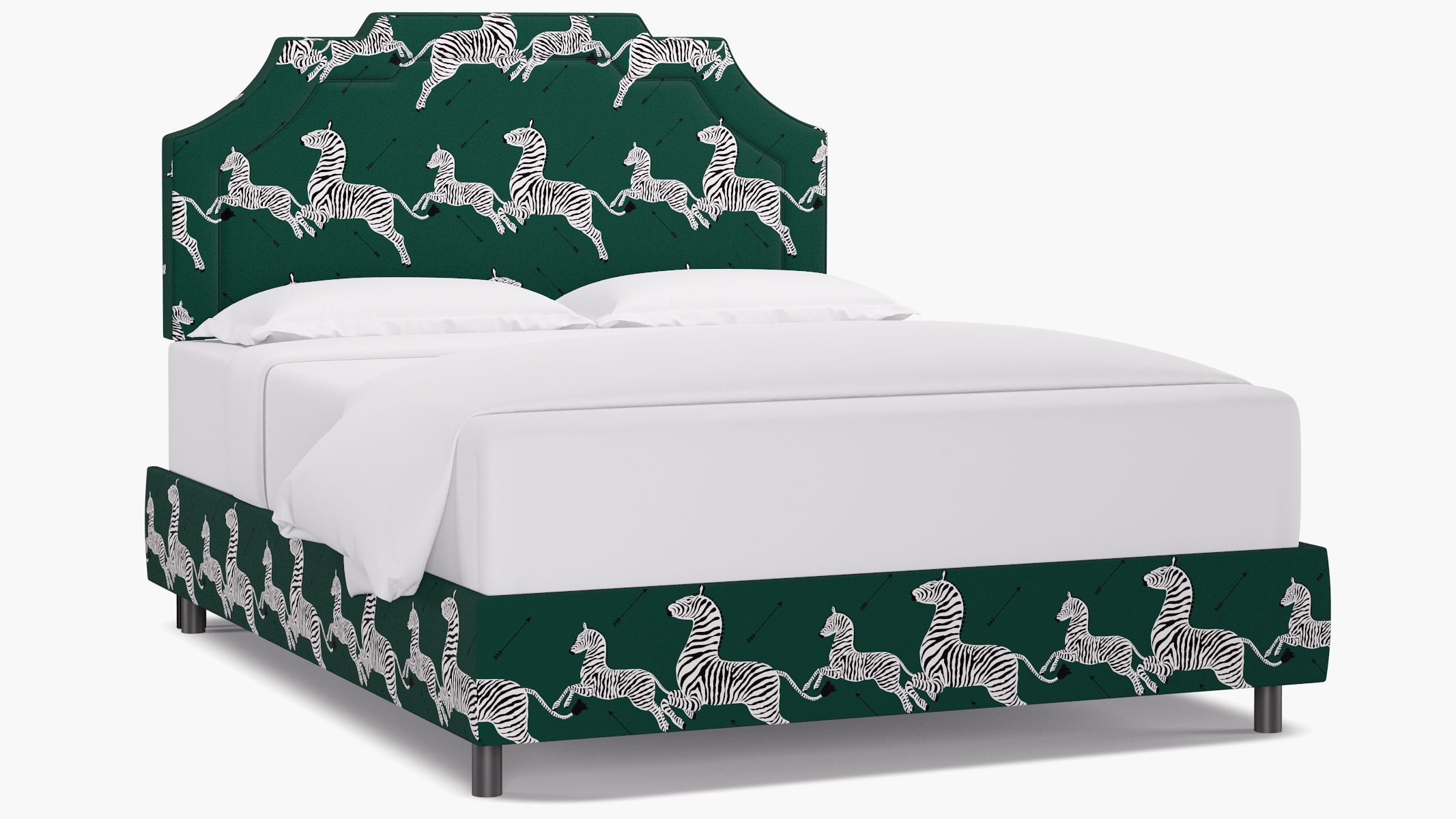 Art Deco Bed, Emerald Zebra, Queen - Image 1