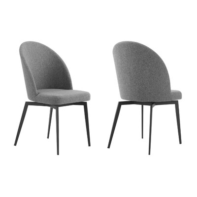 Swivel Fabric Dining Chair With Curved Backrest, Set Of 2, Gray - Image 0