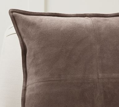 Pieced Suede Pillow Cover, 20", Charcoal - Image 4