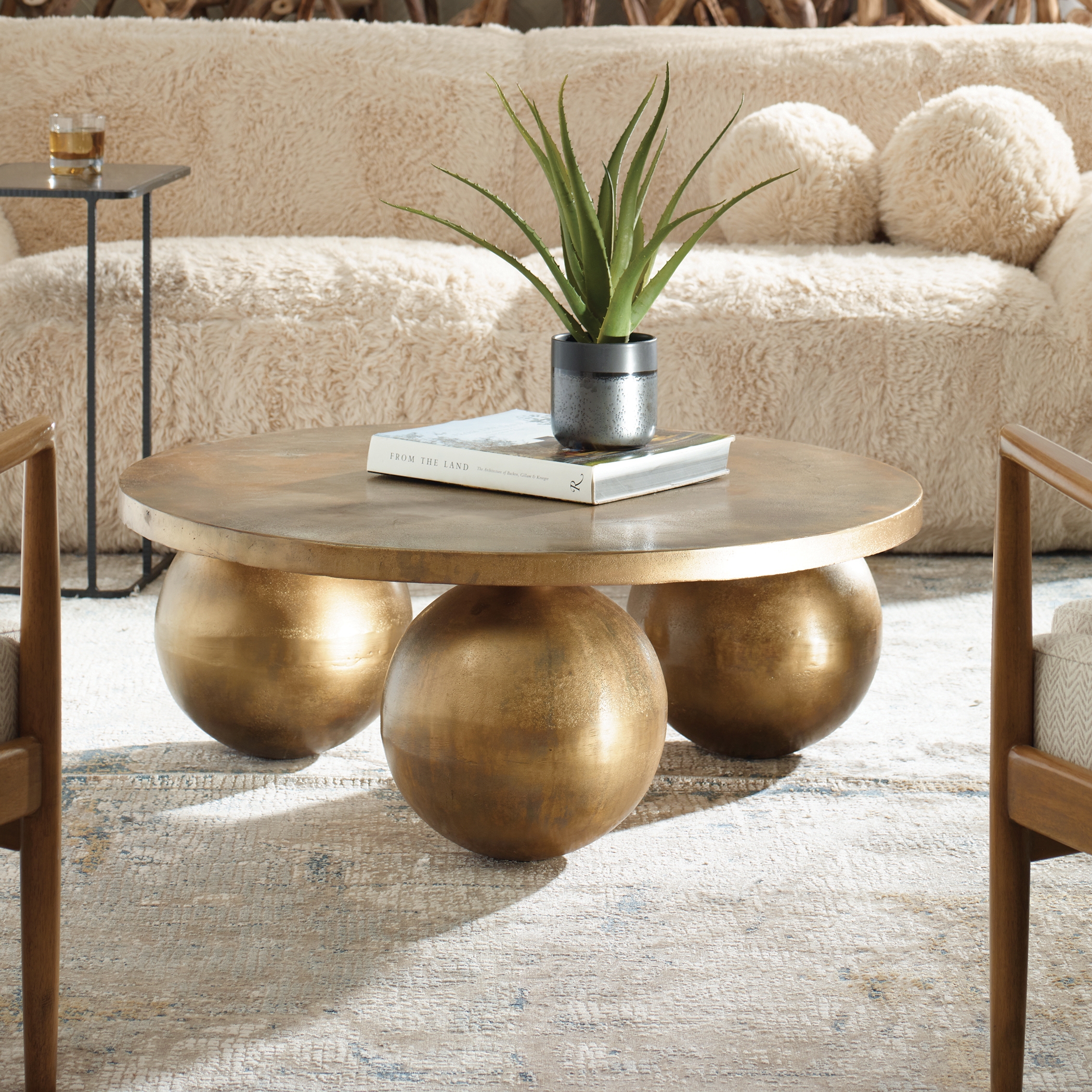 Triplet Antique Brass Coffee Table - Image 2