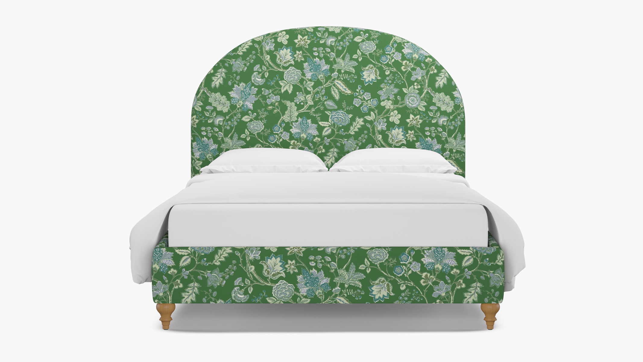 Demilune Bed, Green La Vendee, Natural Traditional Turned Leg, King - Image 0