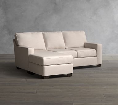 Buchanan Square Arm Upholstered Sofa with Reversible Chaise Sectional, Polyester Wrapped Cushions, Chenille Basketweave Pebble - Image 1