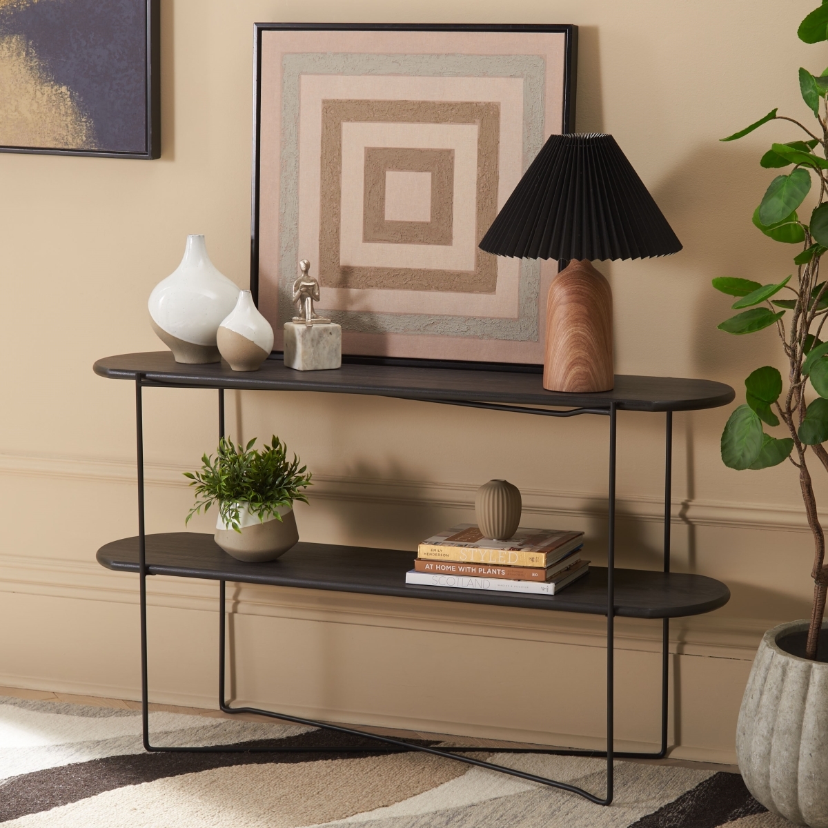 Marlee Console Table - Dark Grey Oak / Black - Safavieh - Image 1