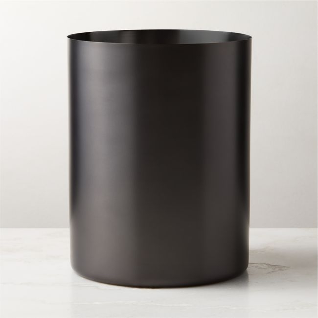 Elton Blackened Stainless Steel Wastebasket - Image 0