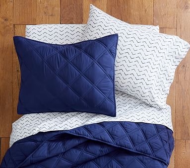 Recycled Microfiber Casual Essential Quilt, Standard Sham, Navy - Image 3