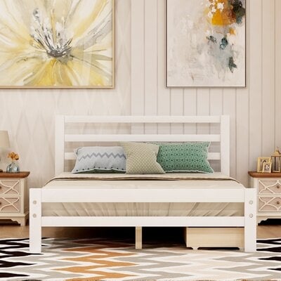 Wood Platform Bed With Two Drawers, Full (Gray) - Image 0