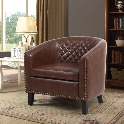 Armonta 29.13" W Faux Leather Barrel Chair - Image 0