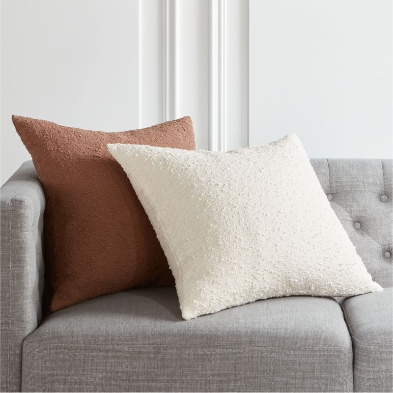 Boucle Pillow with Down-Alternative Insert, Mocha, 23" x 23" - Image 2