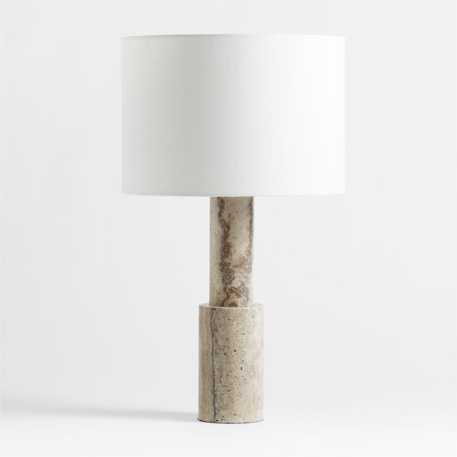 Jorgen Silver Travertine Table Lamp 28" - Image 0