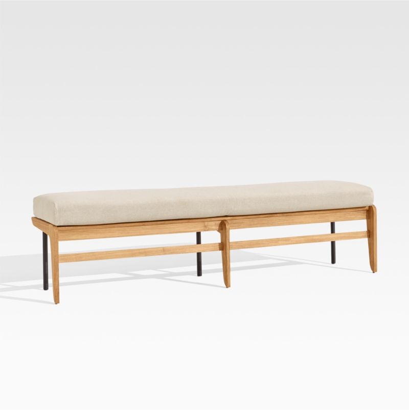 Kinney Teak Wood Outdoor Dining Bench with Cushion - Image 2