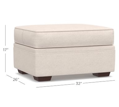 Pearce Upholstered Ottoman, Polyester Wrapped Cushions, Performance Heathered Basketweave Platinum - Image 2