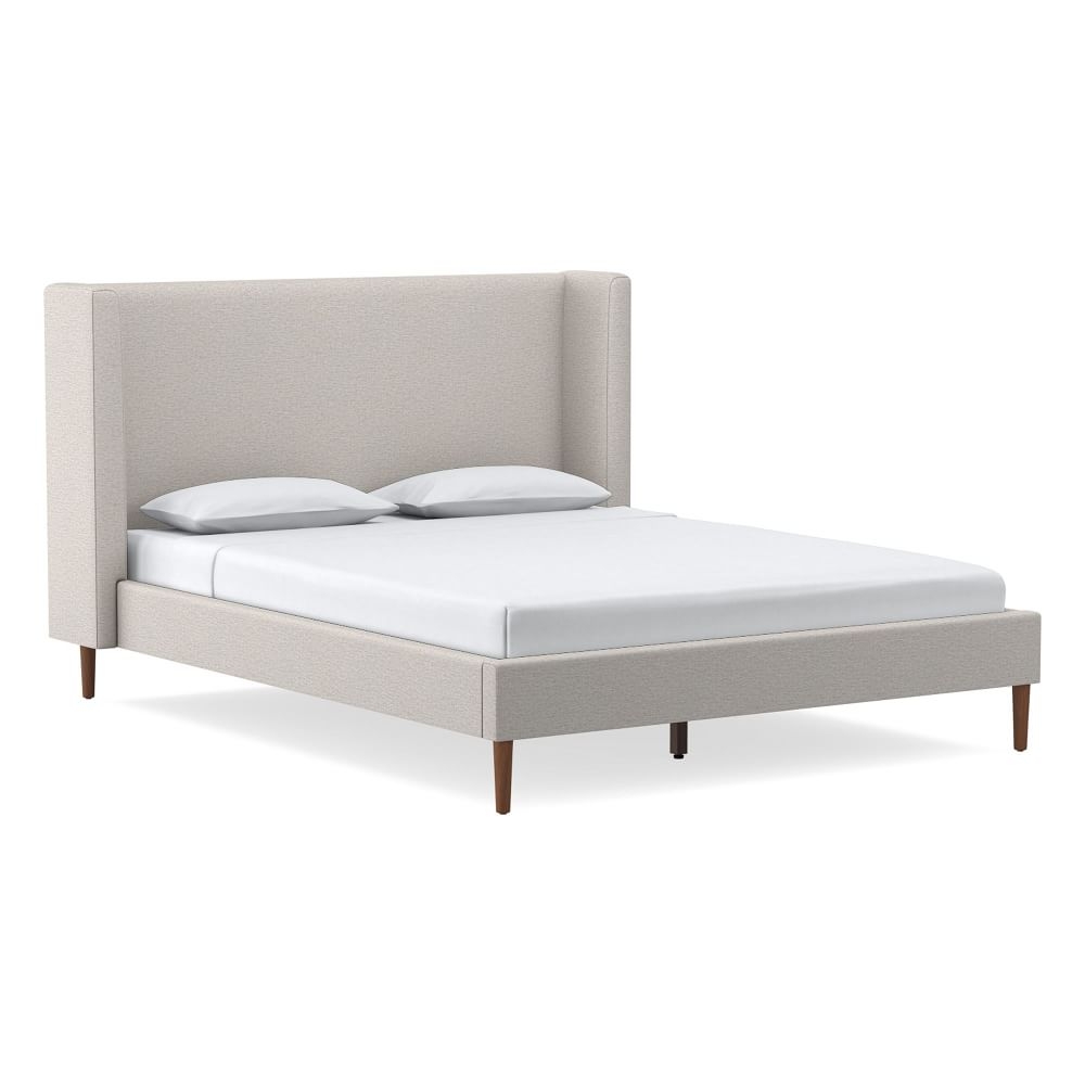 Shelter No Tufting, Bed, King, Twill, Sand, Cool Walnut - Image 0