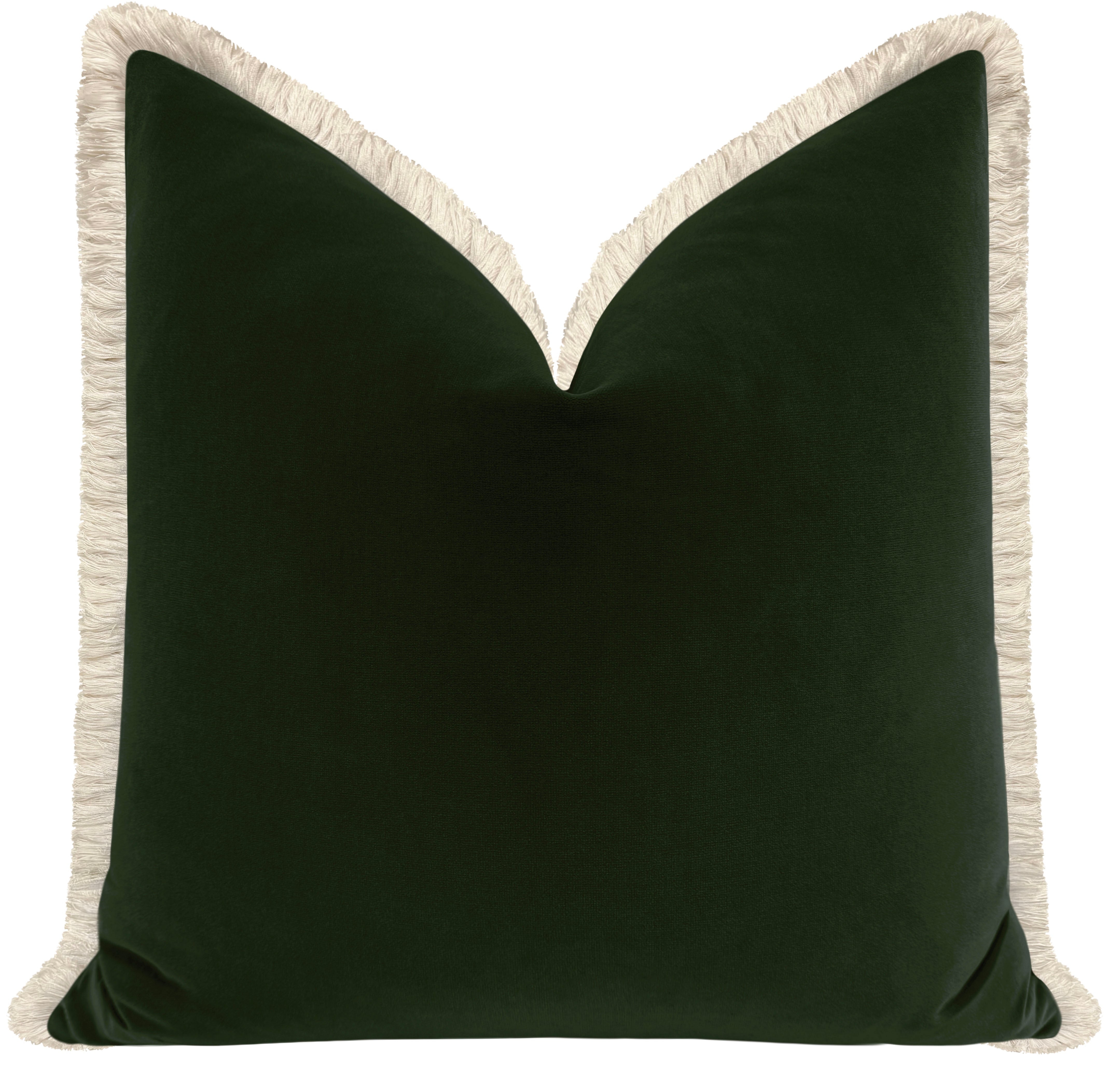 SIGNATURE VELVET // FERN + FRINGE - 20" X 20" / Bone Fringe - Image 2