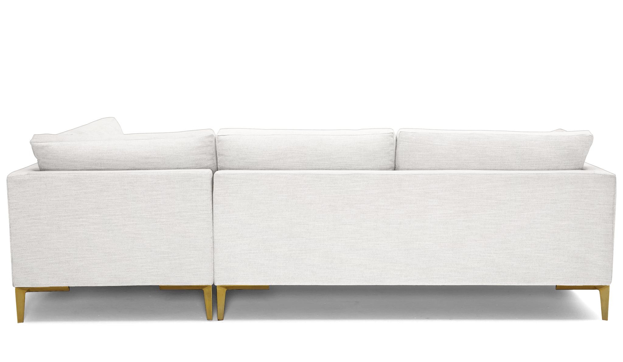 White Ainsley Mid Century Modern Sectional with Bumper - Tussah Blizzard - Left - Image 4