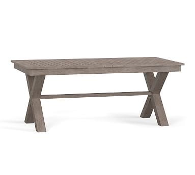 Indio Wood X-Base Rectangular Extending Dining Table, Weathered Gray - Image 0