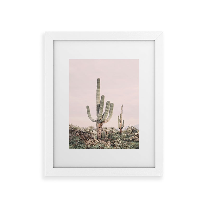 Pastel Pink Cactus by Sisi and Seb - Framed Art Print Classic White 18" x 24" - Image 0