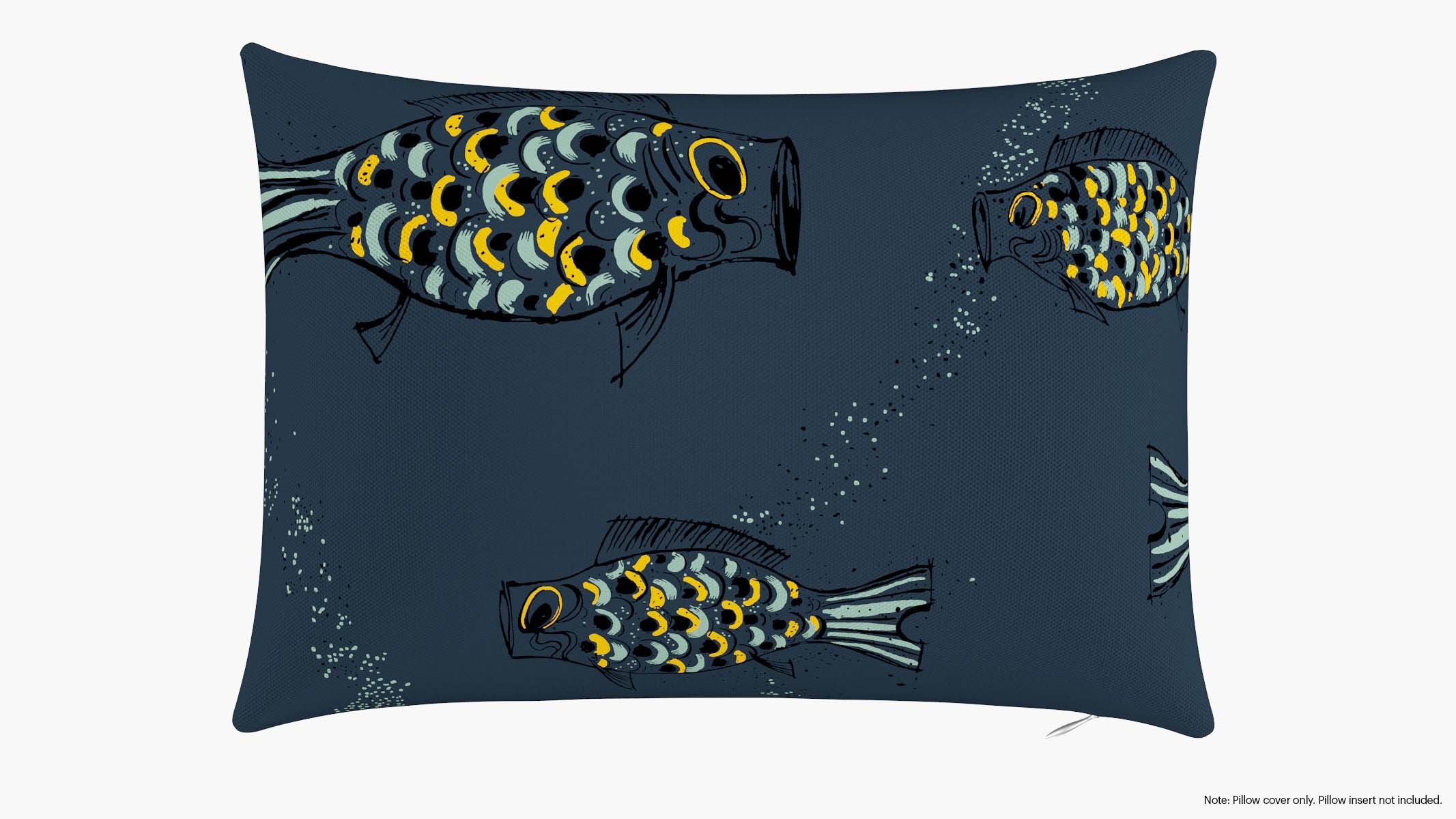 Throw Pillow Cover 14" x 20", Indigo Sakana, 14" x 20" - Image 0