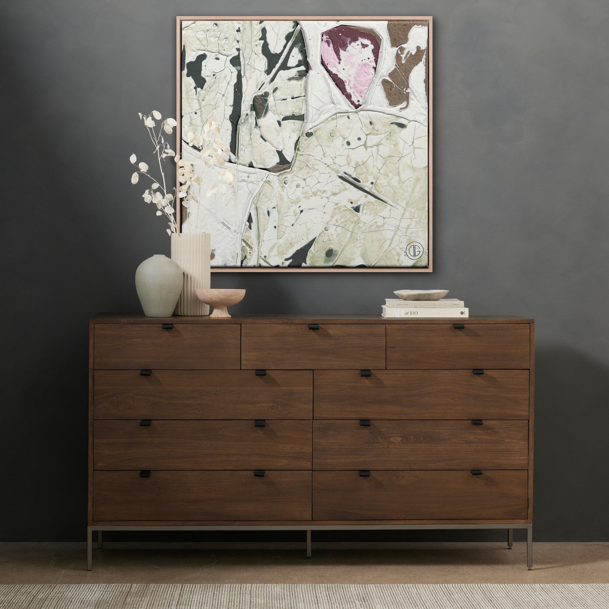 Nopales 41 by Douglas Galloway - Vertical Grain White Oak Floater - Image 1