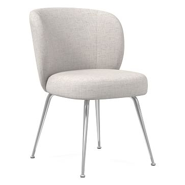 Greer Dining Chair, Performance Coastal Linen, Stone White, Chrome - Image 0