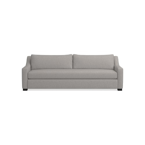 Ghent Slope Arm 96 Sofa, Standard Cushion, Perennials Performance Melange Weave, Fog, Ebony Leg - Image 0