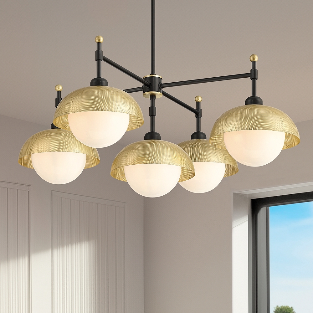 Possini Euro Siegel 42" Wide Black and Gold 5-Light Chandelier - Image 0