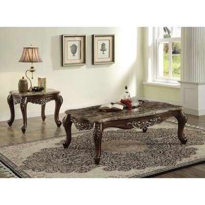 Pinerolo Coffee Table, Antique Oak in , Marble - Image 0