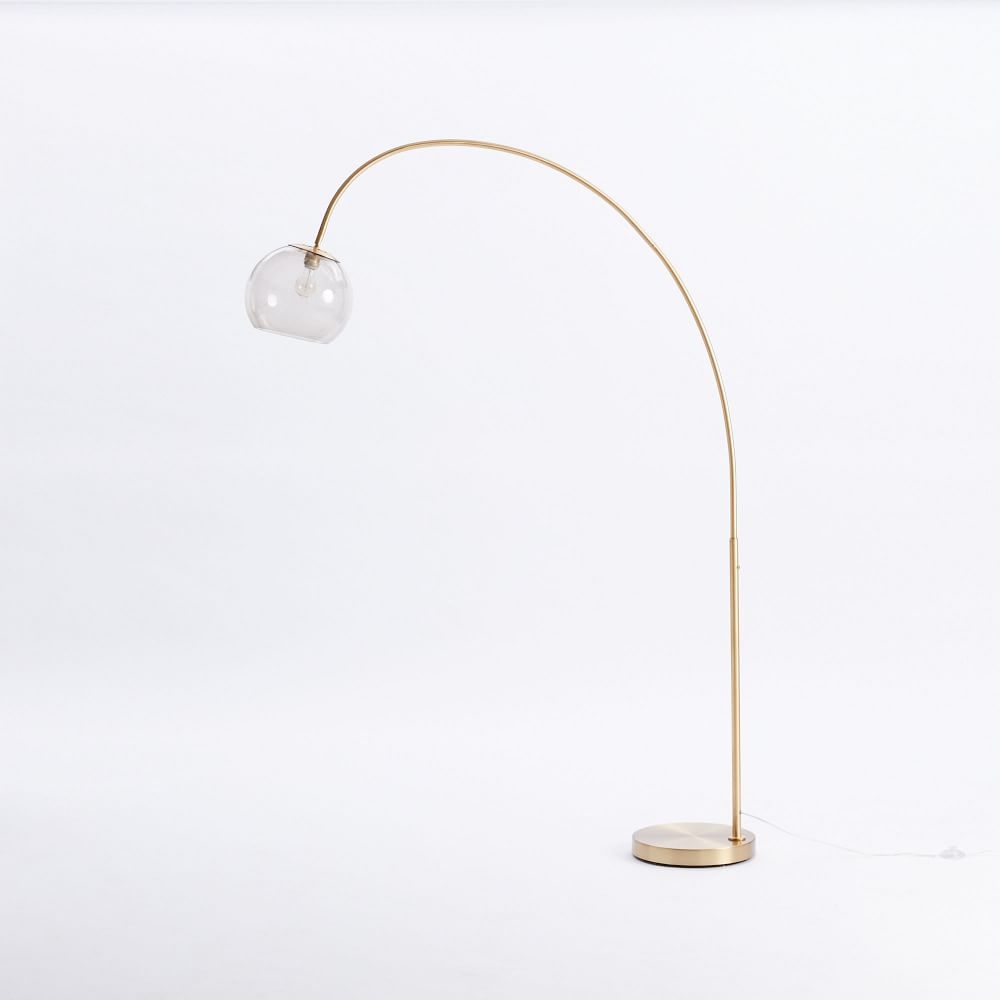 Overarching Acrylic Shade Floor Lamp, Brass/Smoke Acrylic - Image 0