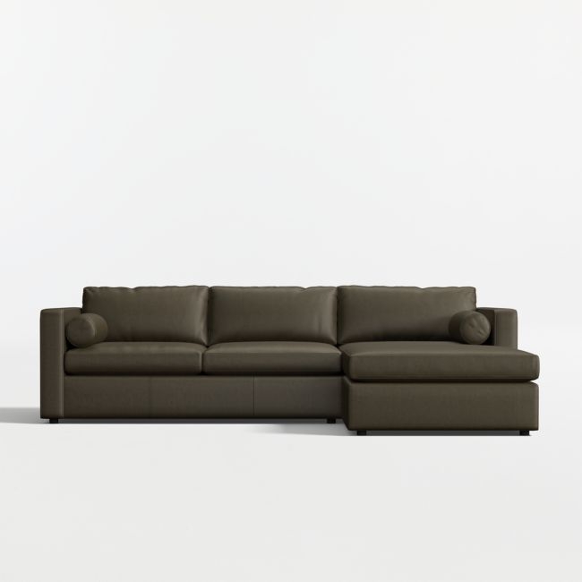 Aris Deep 2-Piece Leather Sectional Sofa with Chaise Lounge - Image 0