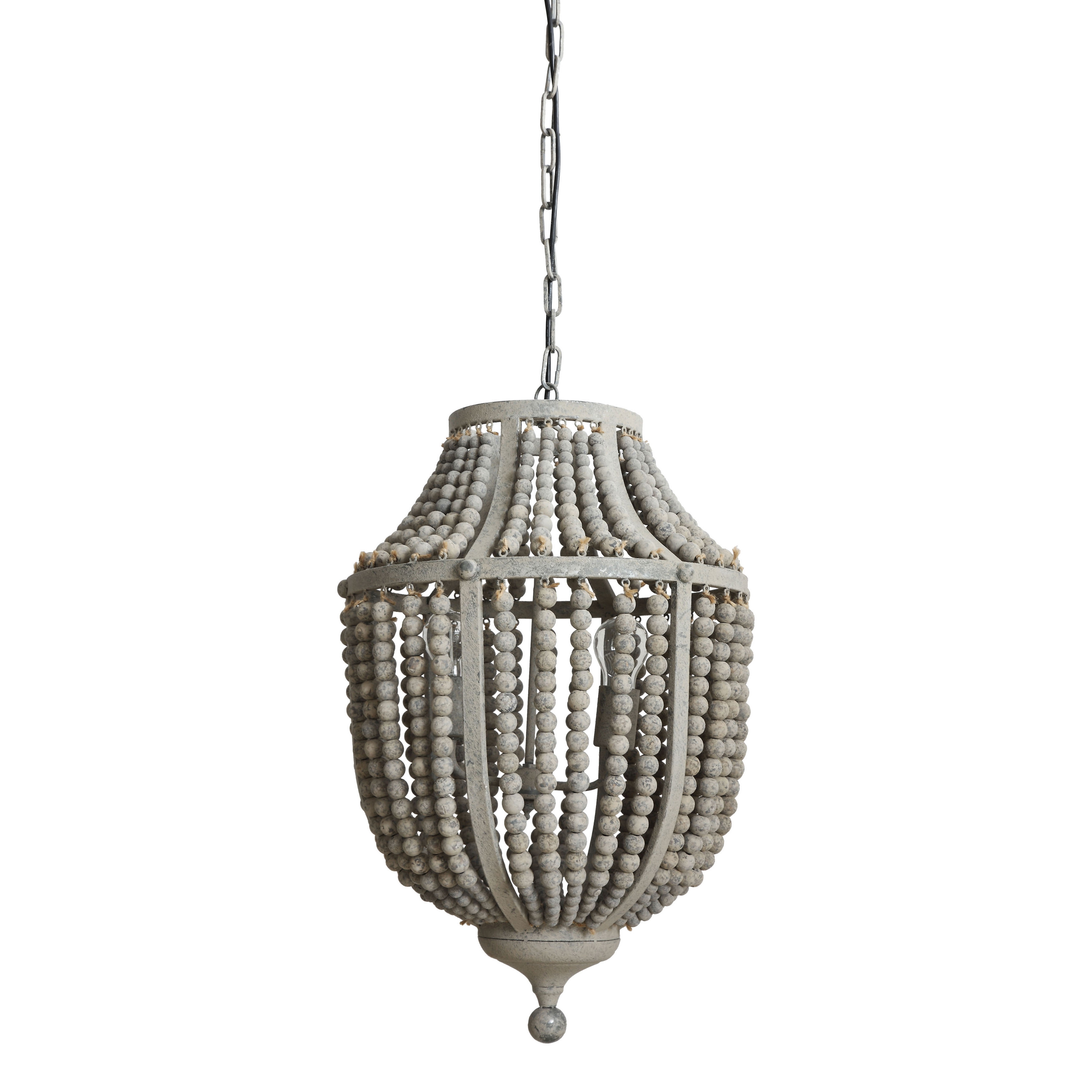 Draped Wood Bead Chandelier, Grey - Image 0
