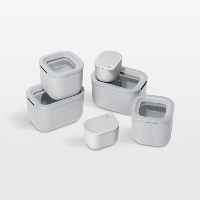 Caraway ® Grey Mini 11-Piece Ceramic-Coated Glass Food Storage Container Set with Glass-Silicone Lids - Image 0