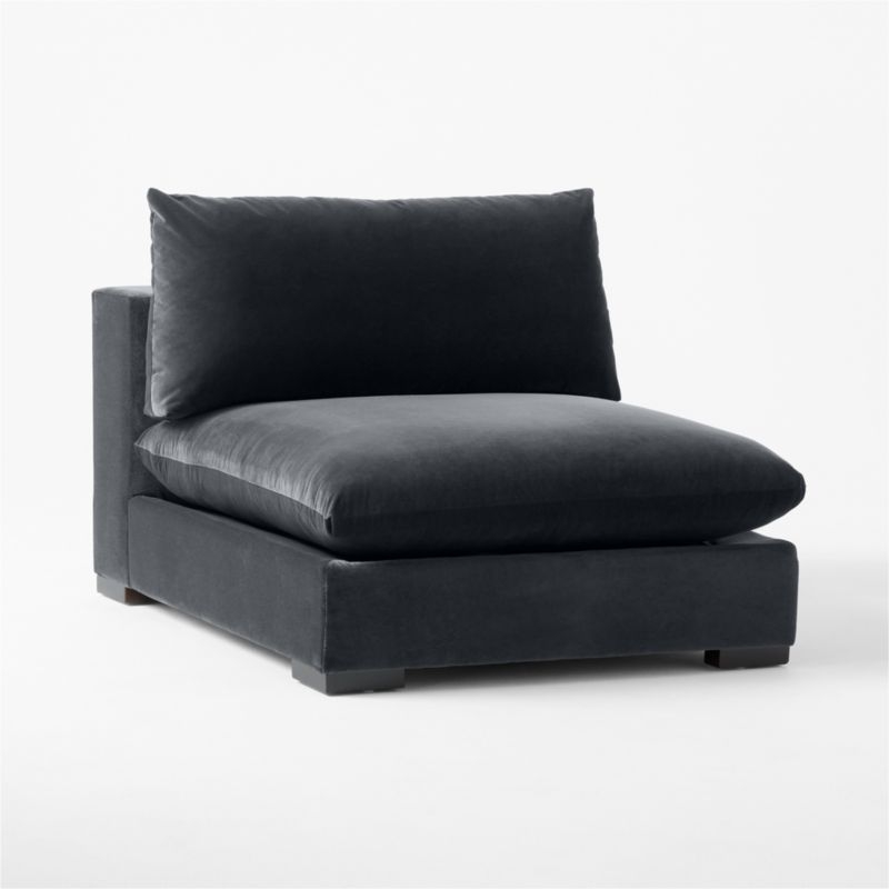 Deseo Charcoal Grey Performance Velvet Deep Depth Armless Chair - Image 2