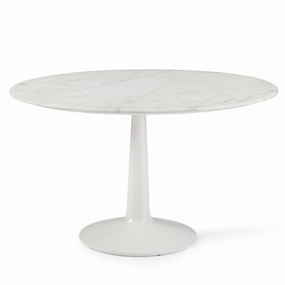 Liv Dining Table, 60", White Marble &amp;, White, White Marble - Image 0