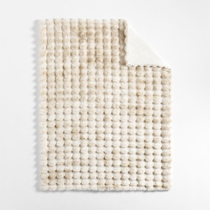 Textured Faux Fur 70"x55" Arctic Ivory Throw Blanket - Image 2