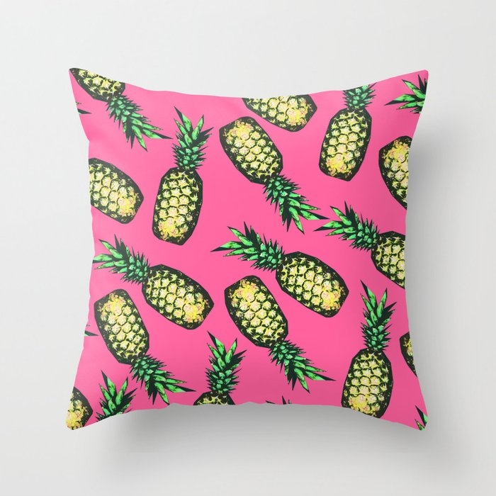 Pineapple Pattern Throw Pillow by Georgiana Paraschiv - Cover (20" x 20") With Pillow Insert - Indoor Pillow - Image 0