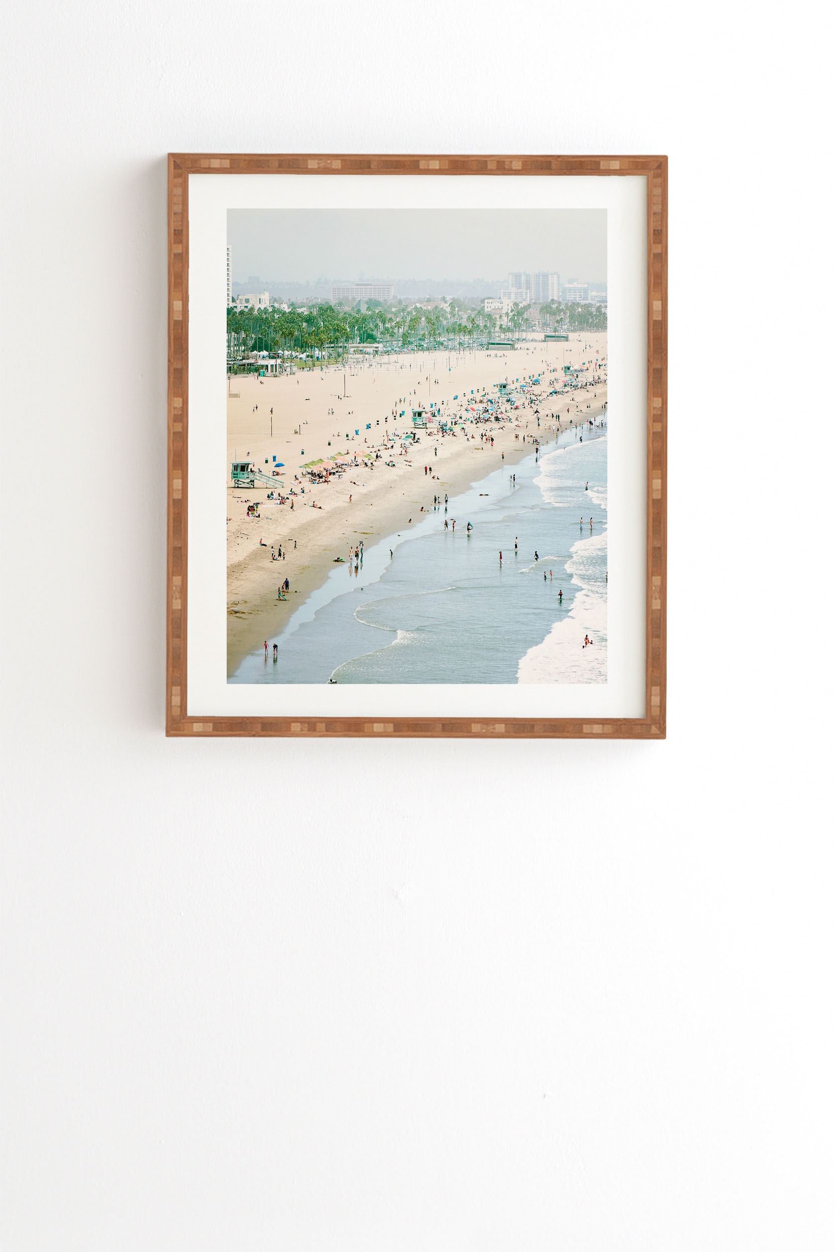 Santa Monica Beach by Bree Madden - Framed Wall Art Bamboo 12" x 12" - Image 0