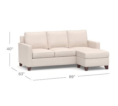 Cameron Square Arm Upholstered Sleeper Sofa with Reversible Storage Chaise Sectional, Polyester Wrapped Cushions, Chenille Basketweave Oatmeal - Image 1
