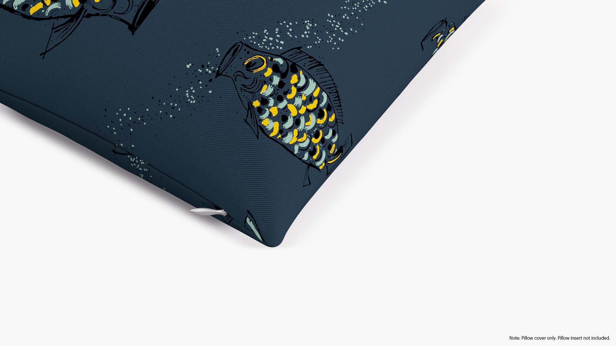 Throw Pillow Cover 16", Indigo Sakana, 16" x 16" - Image 1