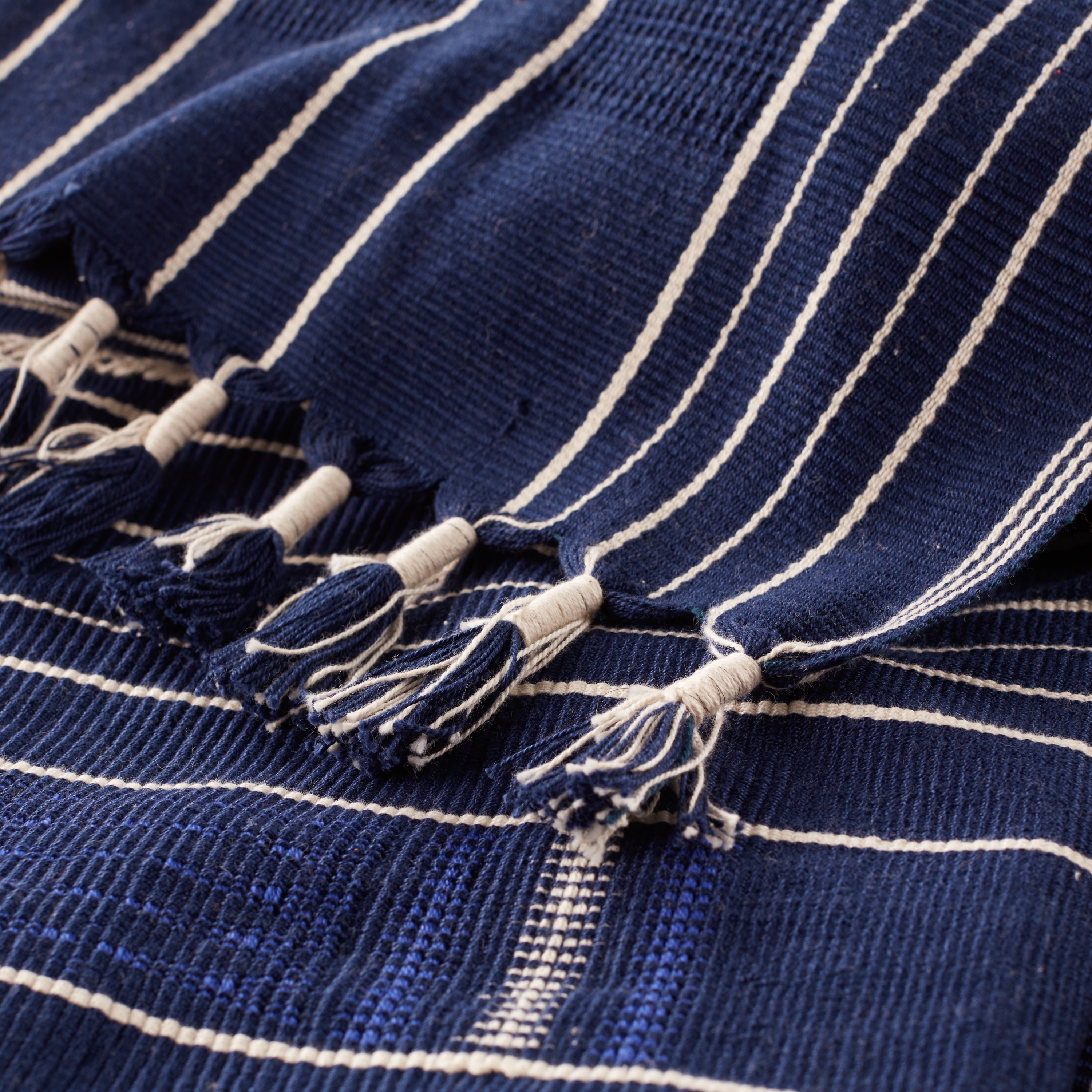 Kiphire Hand-Loomed Tribal Blue/ Ivory Throw - Image 1