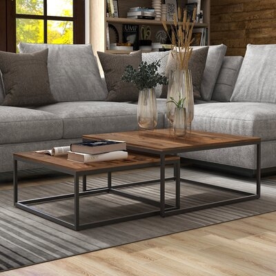 Greenbury Cast Iron And Solid Wood 2PC Coffee Table Set - Image 0