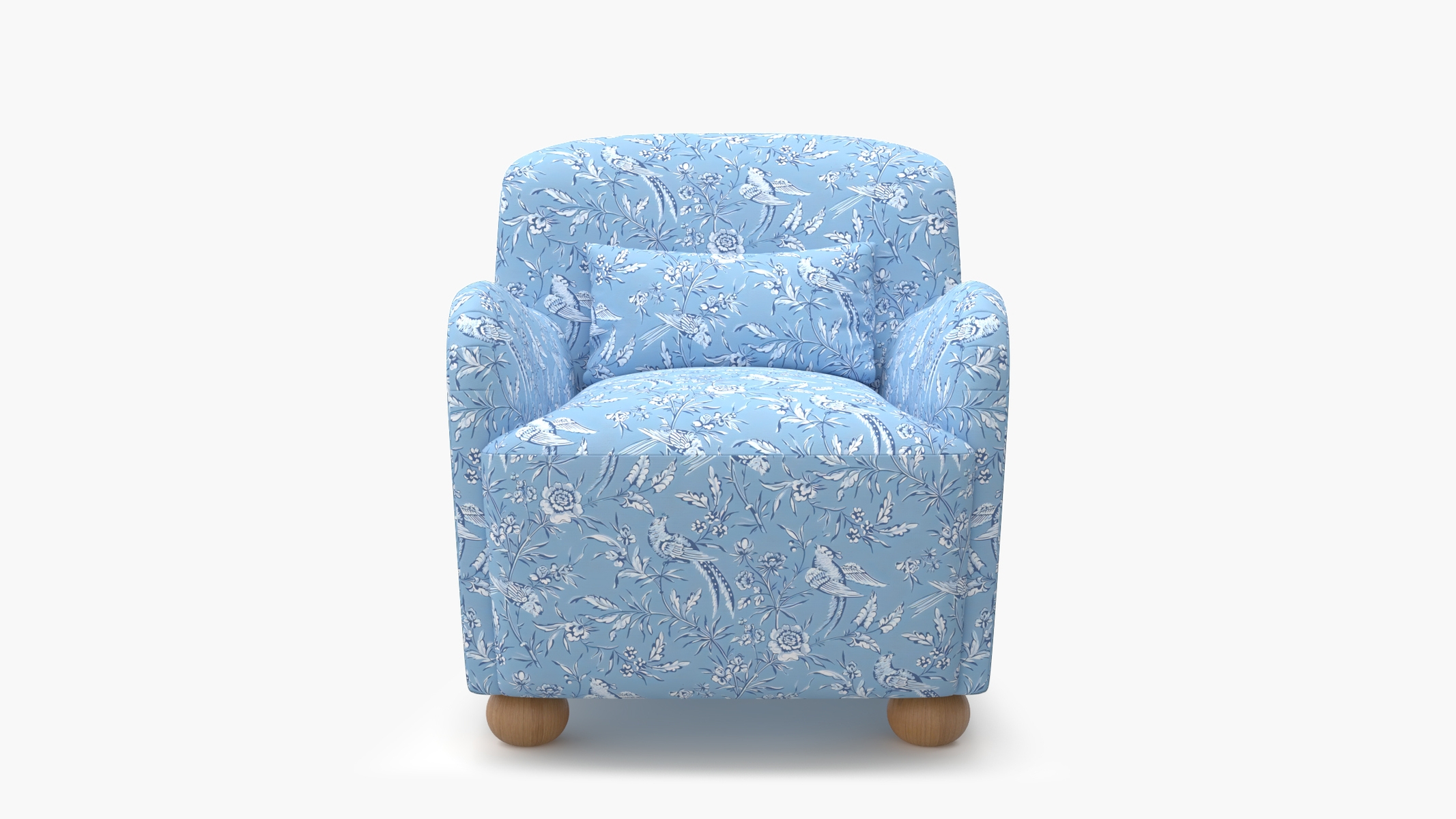 Club Chair, Blue Aviary, Natural Bun Foot - Image 0
